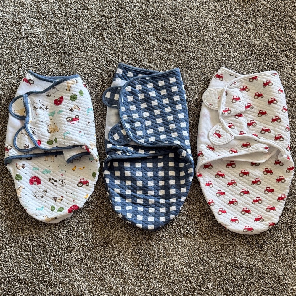 Newborn 0-3 months Farm Matching Swaddlers with velcro- Multicolor Set